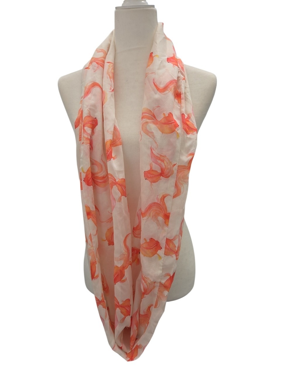 White Infinity Scarf Fish Print - Picture 3 of 5